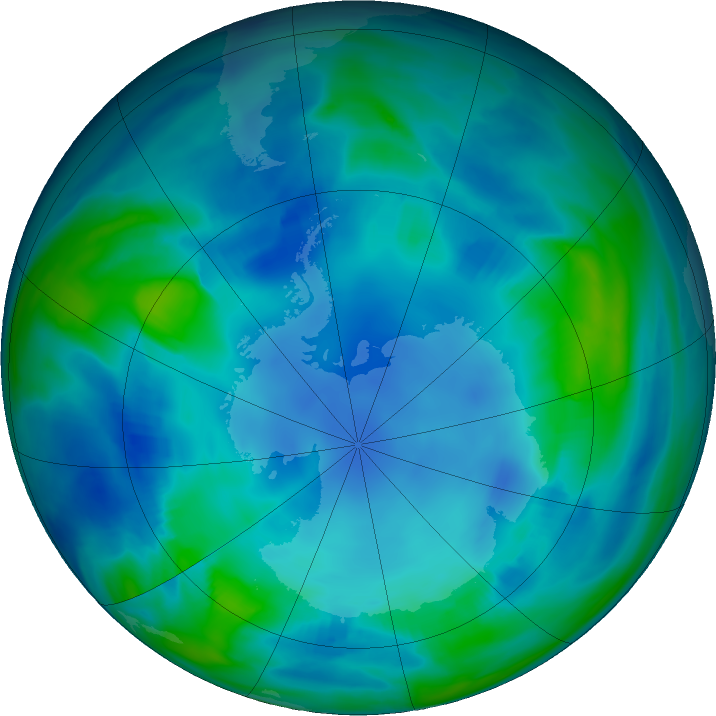 Antarctic ozone map for 10 May 2023